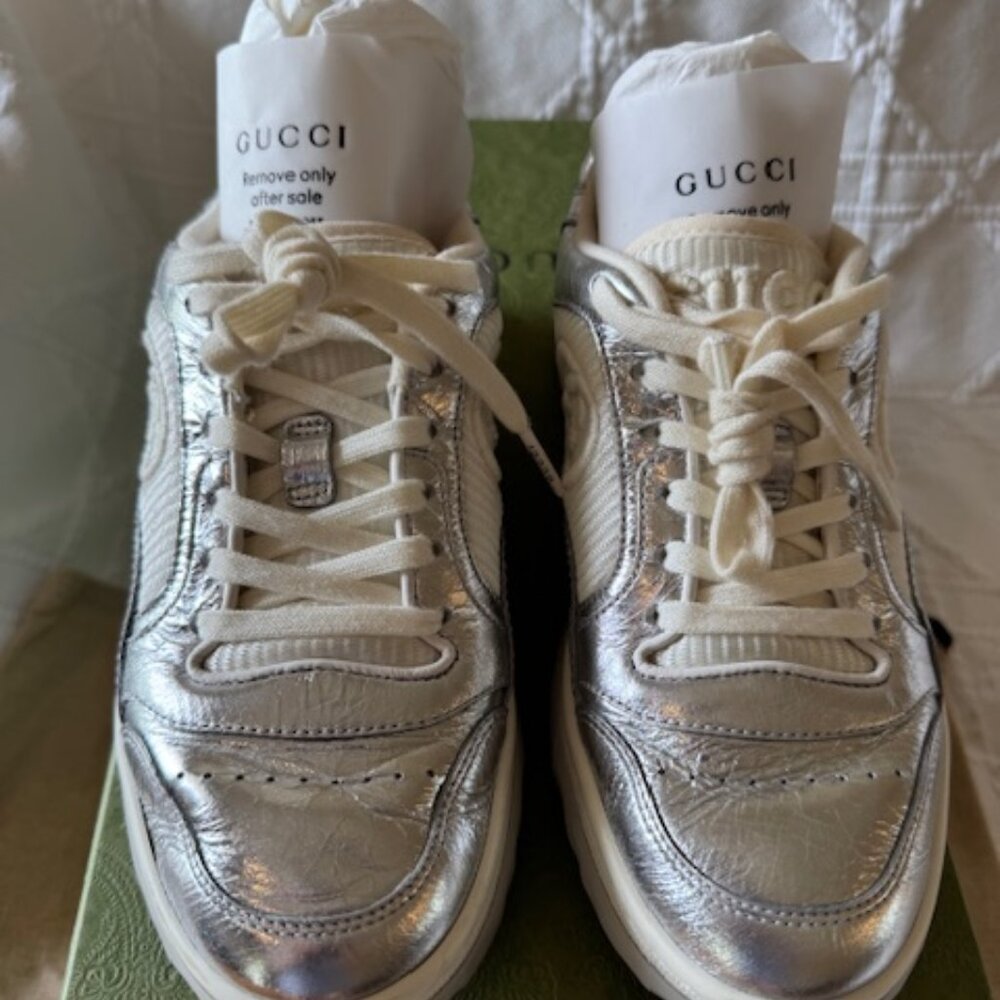 GUCCI MAC80 SNEAKER WHITE SILVER SIZE 5B